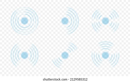 Echo Sonar Waves. Sound Cycle Pulse Circular Wave, Pattern Radar Screen System, Circle Concentric Audio Speaker Geometric Abstract Texture Music Broadcast, Vector Illustration. Echo Sonar Signal