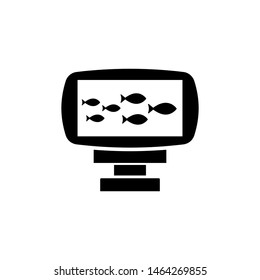Echo Sounder, Sonar Catch Fish. Flat Vector Icon illustration. Simple black symbol on white background. Echo Sounder, Sonar Catch Fish sign design template for web and mobile UI element
