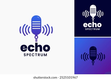 Echo Spectrum Logo: A dynamic design with sound waves and vibrant colors, representing innovation in communication. Perfect for tech companies, media firms, or audio services. Layered EPS Vector
