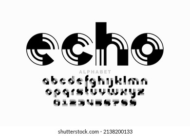 Echo Style Modern Font Design, Lowercase Alphabet Letters And Numbers Vector Illustration