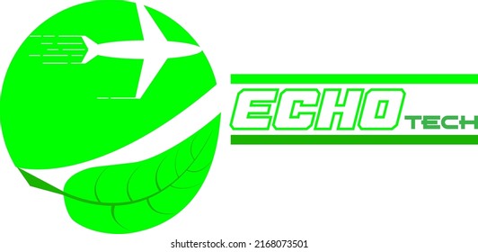 ECHO TECH GREEN LOGO IS SUITABLE FOR AVIATION COMPANIES, FLIGHT SCHOOLS, TRAVEL COMPANIES, WEBSITE OR BRANDS.
