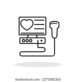 Echocardiogram icon in flat style. Heart ultrasound symbol for your web site design, logo, app, UI Vector EPS 10.