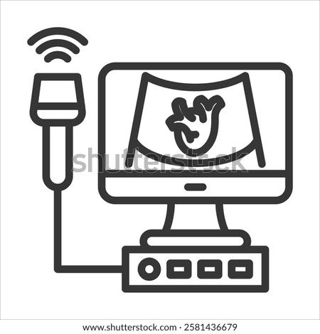 Echocardiogram Icon Vector Illustration Outline