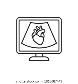 Echocardiogram machine black line icon. Medical and scientific concept. Pictogram for web, mobile app, promo. UI UX design element