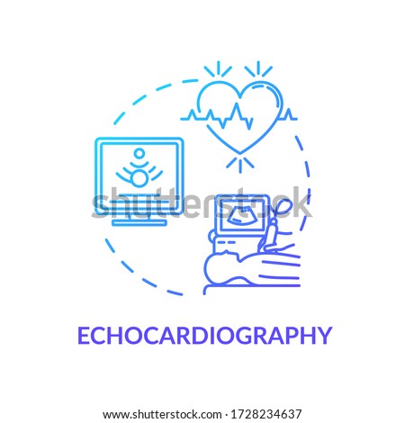 Echocardiography concept icon. Ultrasound heart screening idea thin line illustration. Cardiovascular disease diagnostics, cardiology. Vector isolated outline RGB color drawing