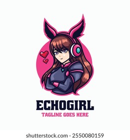 Echogirl Maskottchen Cartoon Logo-Vorlage