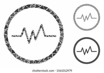 Echogram mosaic of tremulant elements in various sizes and color tones, based on echogram icon. Vector tremulant pieces are composed into mosaic. Echogram icons collage with dotted pattern.