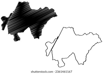 Echt-Susteren municipality (Kingdom of the Netherlands, Holland, Limburg province) map vector illustration, scribble sketch Ech-Zöstere or Echt Susteren map