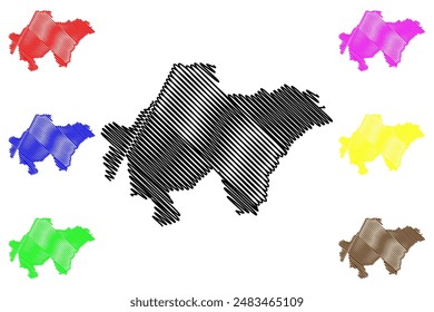 Echt-Susteren Gemeinde (Königreich der Niederlande, Holland, Provinz Limburg) map Vektorillustration, Skizze Ech-Zöstere oder Echt Susteren map