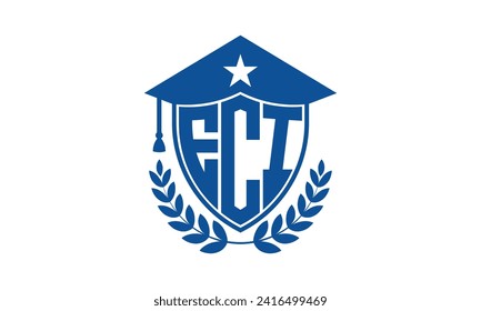 ECI initial letter academic logo design vector template. monogram, abstract, school, college, university, graduation, symbol, shield, model, institute, educational, coaching canter, tech, sign, badge