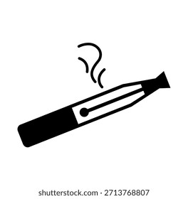 Icono Negro Del E-Cigarrillo, Ilustración vectorial, Aislado En La Etiqueta Blanca Del Fondo. EPS10