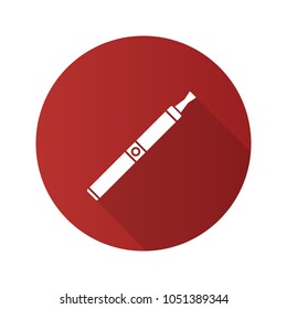 E-cigarette flat design long shadow glyph icon. Vape pen. Electronic cigarette. Vector silhouette illustration
