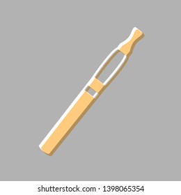 E-cigarette sign. Emboss effect with light orange icon on gray background.