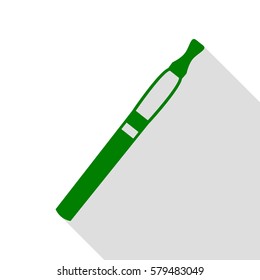 E-cigarette sign. Green icon with flat style shadow path.