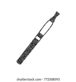 E-cigarette sign. Vector. Black icon from many ovelapping circles with random opacity on white background. Noisy. Isolated.