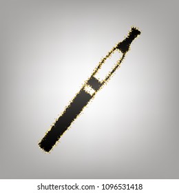 E-cigarette sign. Vector. Blackish icon with golden stars at grayish background.