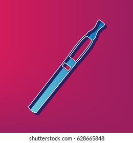 E-cigarette sign. Vector. Blue 3d printed icon on magenta background.