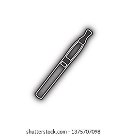 E-cigarette sign. Vector. Double contour black icon with soft shadow at white background. Isolated.