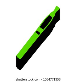 E-cigarette sign. Vector. Green 3d icon with black side on white background. Isolated.
