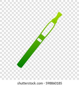 E-cigarette sign. Vector. Green gradient icon on transparent background.
