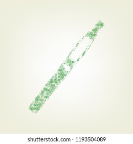 E-cigarette sign. Vector. Green hexagon rastered icon and noised opacity and size at light green background with central light.