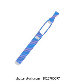E-cigarette sign. Vector. Neon blue icon with cyclamen polka dots pattern with light gray shadow on white background. Isolated.