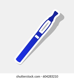 E-cigarette sign. Vector. New year bluish icon with outside stroke and gray shadow on light gray background.