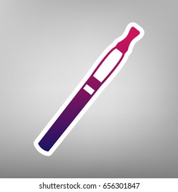 E-cigarette sign. Vector. Purple gradient icon on white paper at gray background.