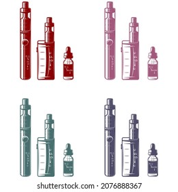 E-cigarrillo Para Ilustración Vectora Vaping. Herramientas Para Fumar Vape Aisladas En Un Fondo Blanco
