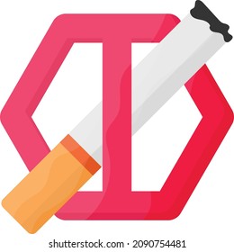 e-cigarettes banned Concept, ecigs restriction Vector color Icon Design, No Tobacco day Symbol, Quit smoking Sign, Cigarette or Smoker Stock Illustration