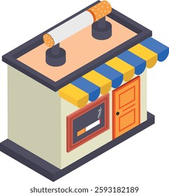e-cigarettes should be banned isometric Concept, retailers selling cigarettes Vector color icon Design, No Tobacco day Symbol, Quit smoking Sign, Cigarette or Smoker Stock Illustration