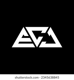 ECJ triangle letter logo design with triangle shape. ECJ triangle logo design monogram. ECJ triangle vector logo template with red color. ECJ triangular logo Simple, Elegant, and Luxurious design.