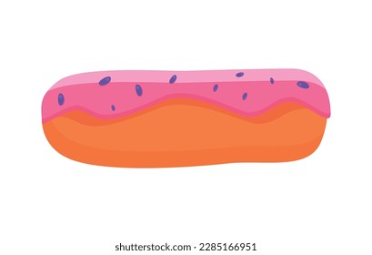 Eclair with berry topping flat vector illustration