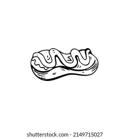 Eclair cake thin black lines on a white background - Vector illustration