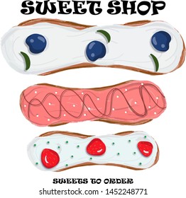 eclair cake vector style business card greeting card sweet shop