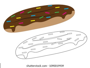 Eclair cartoon. Coloring page. Game for children
