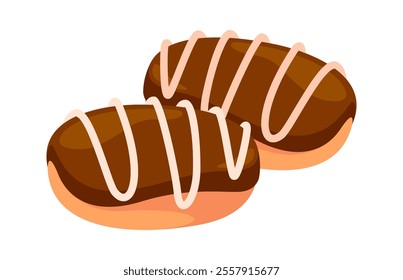 Eclair with chocolate icing vector illustration