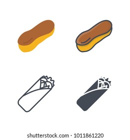 Eclair food flat line icon