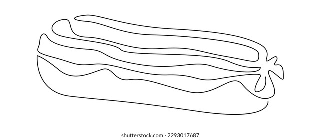 Eclair Line art dessert. Vector illustration