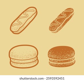 Eclair and Macaron Vector Art