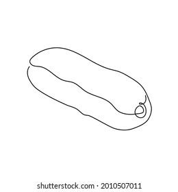 Eclair one line art. Continuous line drawing of cake, brewing cake.