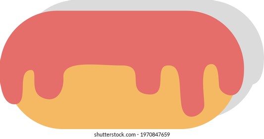 Eclair con acristalamiento rosa, ilustración de icono, vector sobre fondo blanco