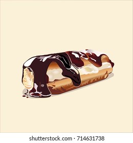Eclair. Vector hand drawn.