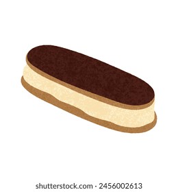 Eclair vector illustration. Delicious French dessert. Cream Puffs. Chocolate dessert.
