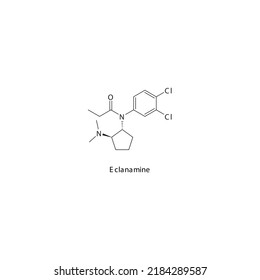 Eclanamine Molecule Flat Skeletal Structure, SNRI - Serotonin Norepinephrine Reuptake Inhibitor. Vector Illustration On White Background.