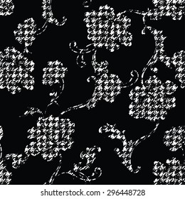 Eclectic fabric plaid seamless pattern with baroque ornament.