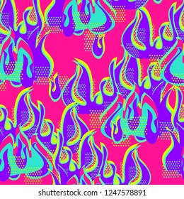 Eclectic mix of prints and graphics vector illustration. Pattern seamless trendy.