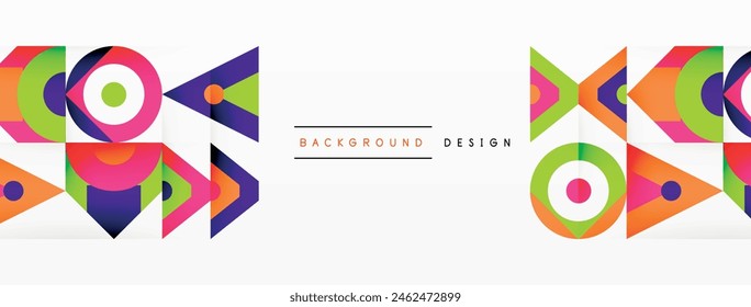 An eclectic mix of rectangular, triangular, and circular shapes in electric blue and magenta create a vibrant art pattern with symmetry, perfect for a modern logo design