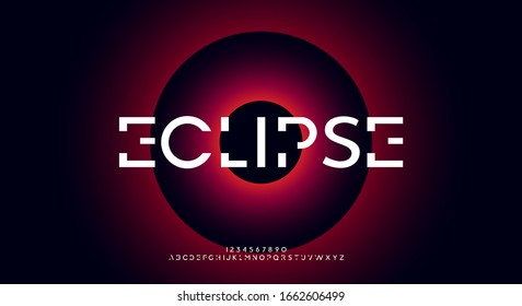 Eclipse, An Abstract Technology Science Fiction Alphabet Sans Serif Font. Digital Space Typography Vector Illustration Design	
