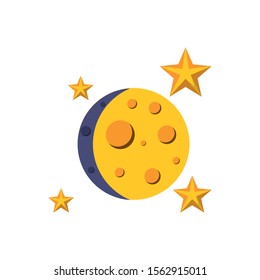 eclipse astrology moon flat icon image vector illustration